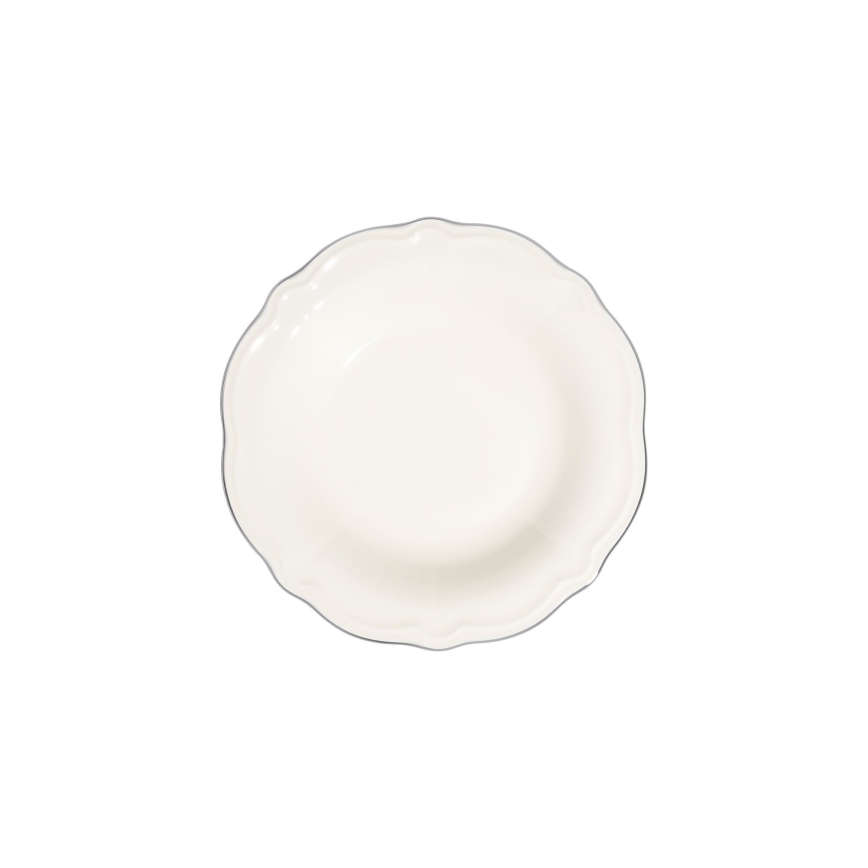 53-częściowy komplet obiadowy, biały/srebrny, porcelana