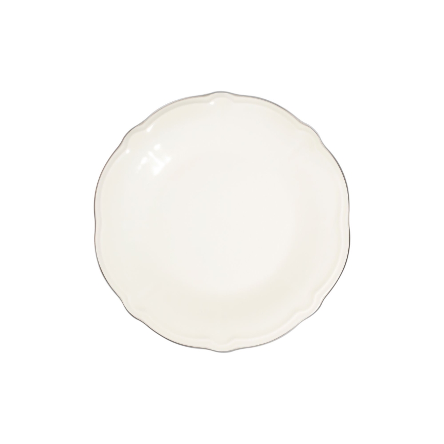 53-częściowy komplet obiadowy, biały/srebrny, porcelana