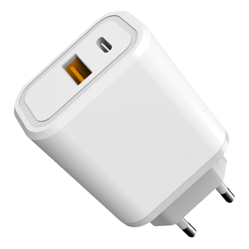 Adapter do szybkiego ładowania Power Delivery 30W USB-C + USB-A biały