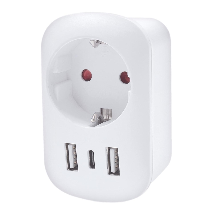 Adapter podróżny do USA 230 V z 2 portami USB-A i 1 portem USB-C