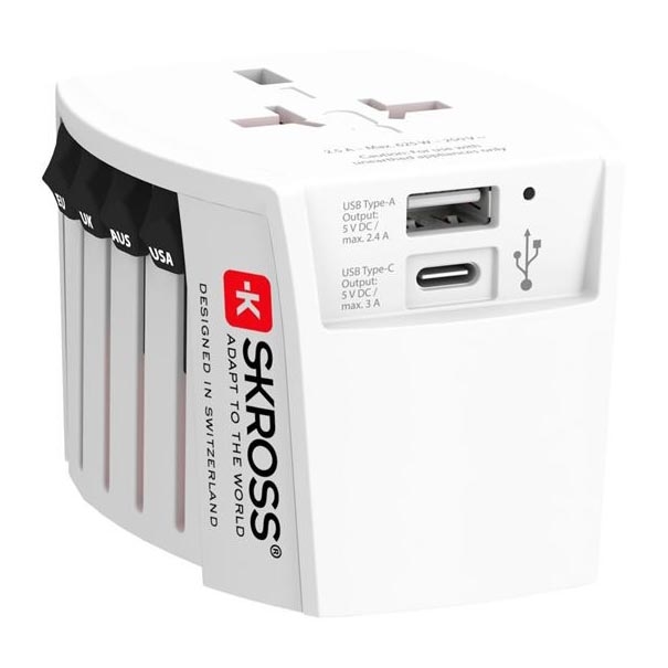 Adapter podróżny MUV — zasilacz sieciowy AC z portami USB A i C, 15 W