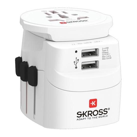 Adapter podróżny PRO Light USB 2A - uniwersalny, UK+USA+AUS/CN 2x USB-A 12W