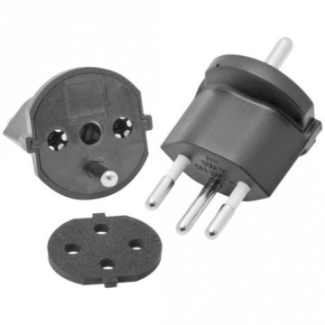 Adapter stały SCHUKO/J 230V IP44 do Szwajcarii czarny