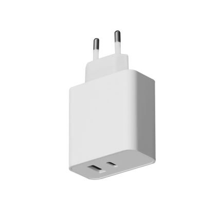 Adapter USB-C Power Delivery + USB-A 45W/230V biały