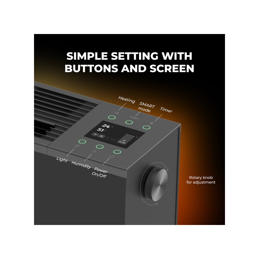 AENO - Inteligentny elektryczny grzejnik/konwektor 1000/2000W czarny