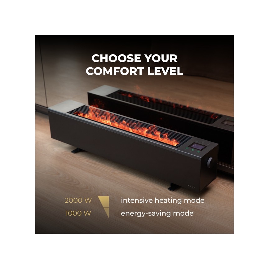 AENO - Inteligentny elektryczny grzejnik/konwektor 1000/2000W czarny