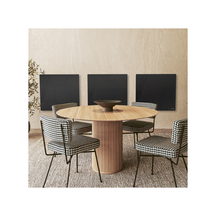 AENO - Inteligentny elektryczny panel grzewczy na podczerwień 500 W z timerem/termostatem Wi-Fi czarny