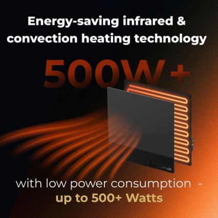AENO - Inteligentny elektryczny panel grzewczy na podczerwień 500 W z timerem/termostatem Wi-Fi czarny