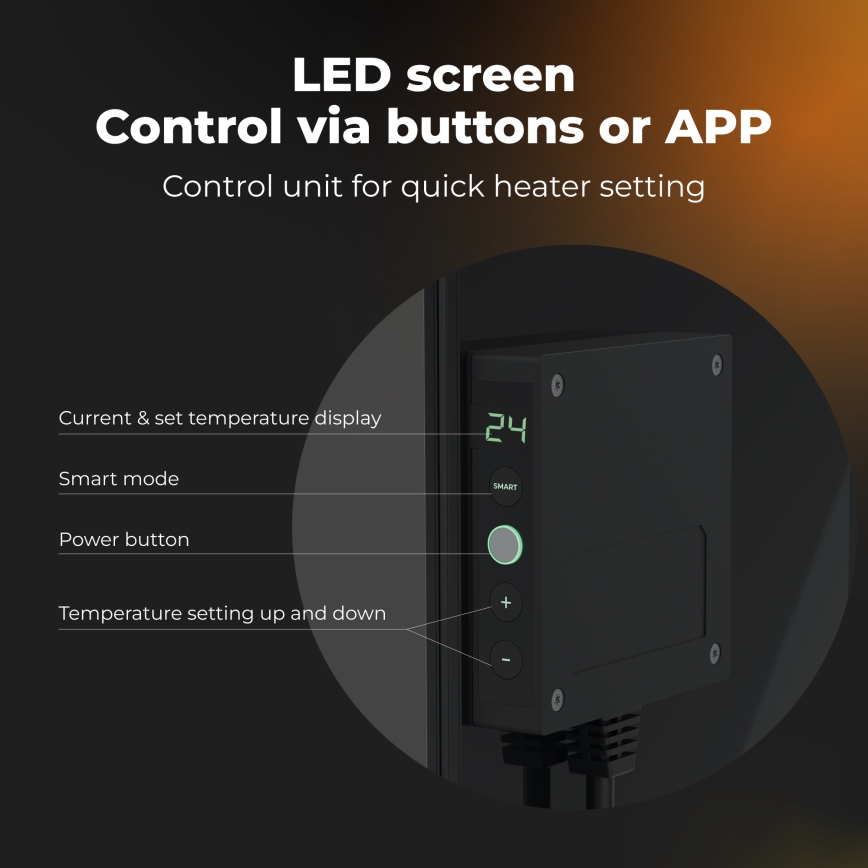 AENO - Inteligentny elektryczny panel grzewczy na podczerwień 500 W z timerem/termostatem Wi-Fi czarny