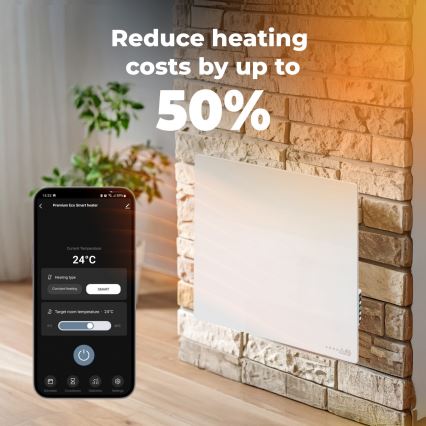 AENO - Inteligentny elektryczny panel na podczerwień 500W programator/termostat Wi‑Fi biały