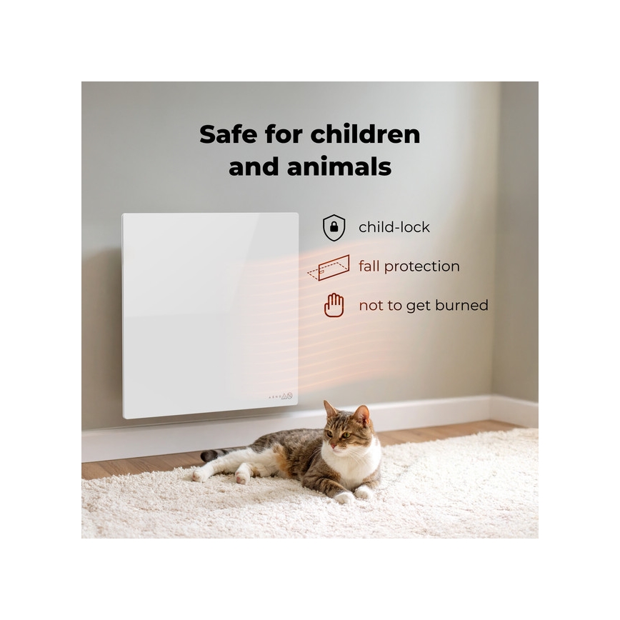 AENO - Inteligentny elektryczny panel na podczerwień 500W programator/termostat Wi‑Fi biały