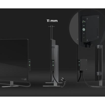 AENO - Inteligentny elektryczny panel na podczerwień z LED wyświetlaczem 700W timer/termostat IP44 Wi-fi czarny