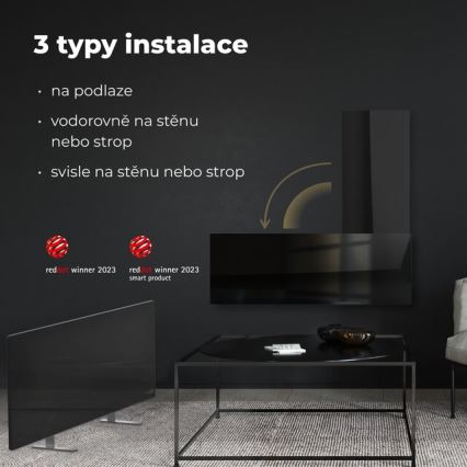 AENO - Inteligentny elektryczny panel na podczerwień 700W timer/termostat IP44 Wi-fi czarny