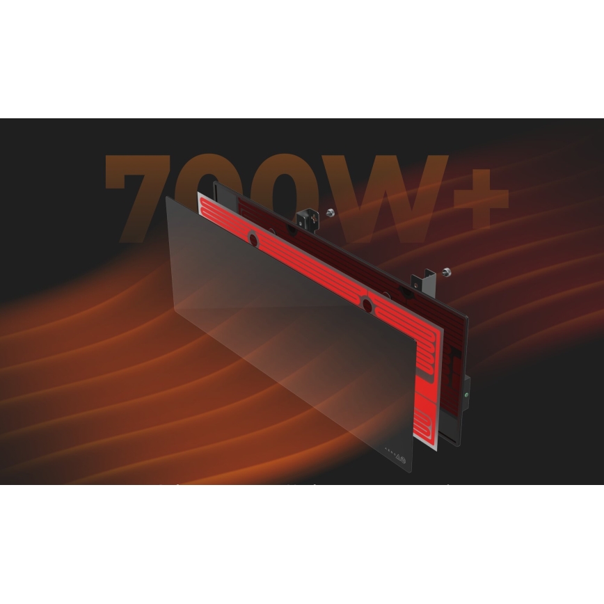 AENO - Inteligentny elektryczny panel na podczerwień 700W timer/termostat IP44 Wi-fi czarny