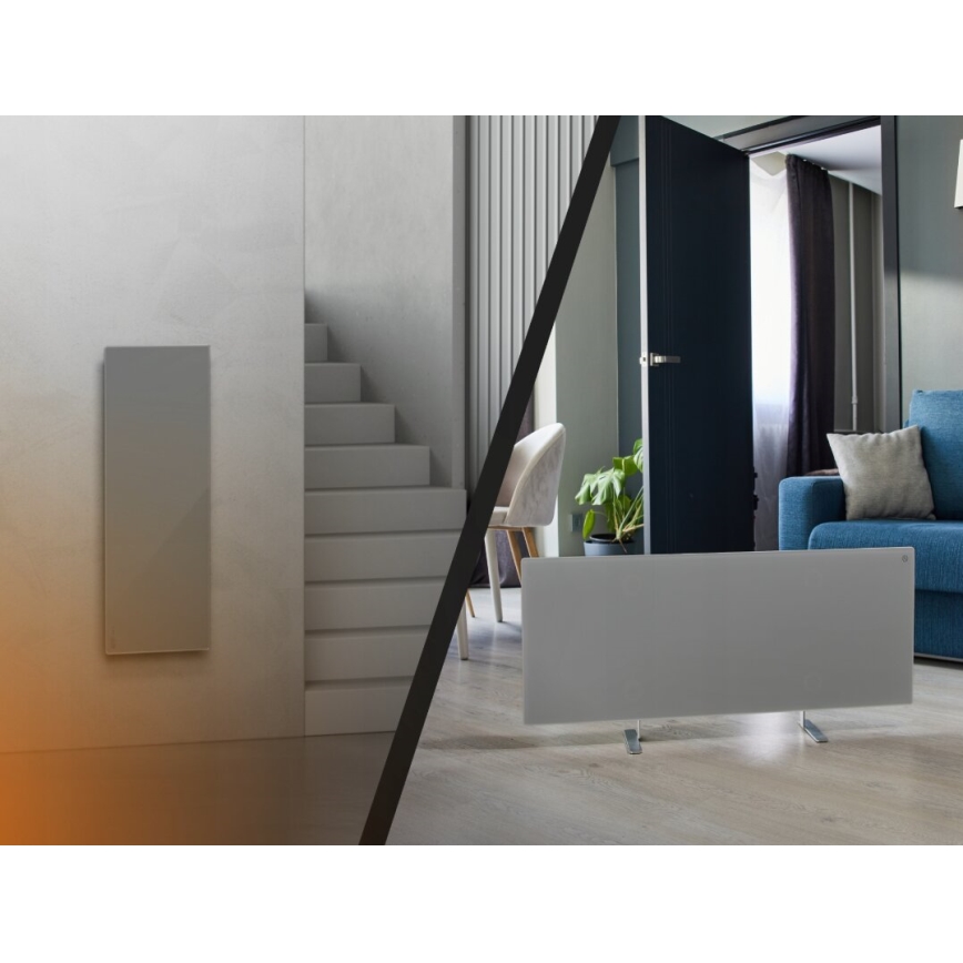 AENO - Inteligentny elektryczny panel na podczerwień z LED wyświetlacz 700W timer/termostat IP44 Wi-fi szary