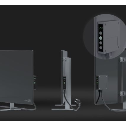 AENO - Inteligentny elektryczny panel na podczerwień z LED wyświetlacz 700W timer/termostat IP44 Wi-fi szary
