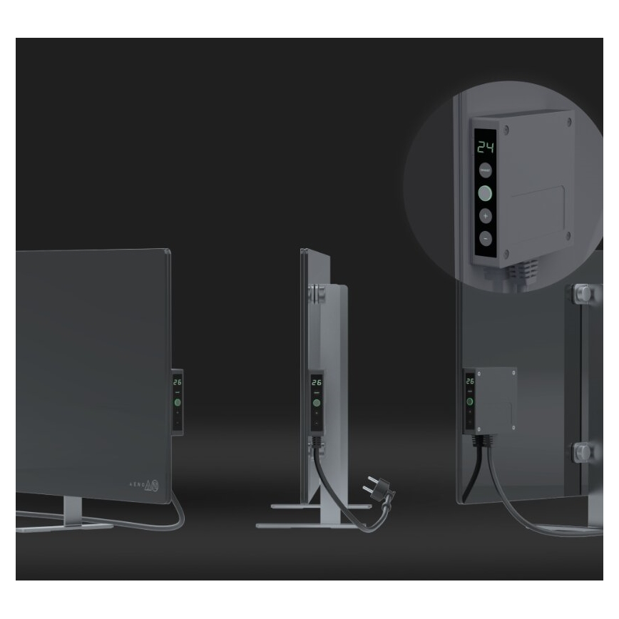 AENO - Inteligentny elektryczny panel na podczerwień z LED wyświetlacz 700W timer/termostat IP44 Wi-fi szary