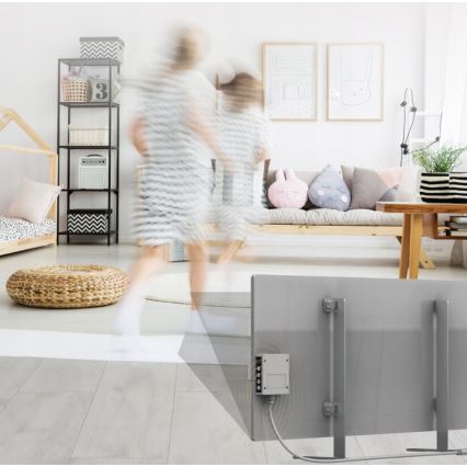 AENO - Inteligentny elektryczny panel na podczerwień z LED wyświetlacz 700W timer/termostat IP44 Wi-fi szary