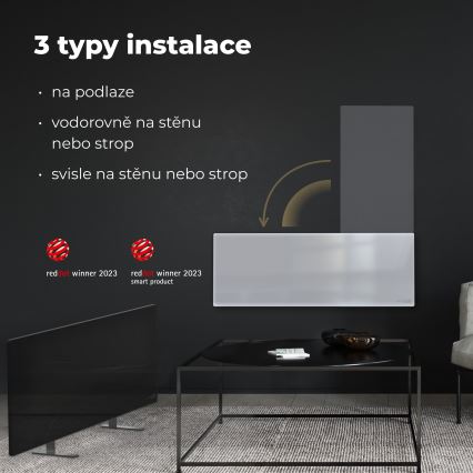 AENO - Inteligentny elektryczny panel na podczerwień 700W timer/termostat IP44 Wi-fi biały