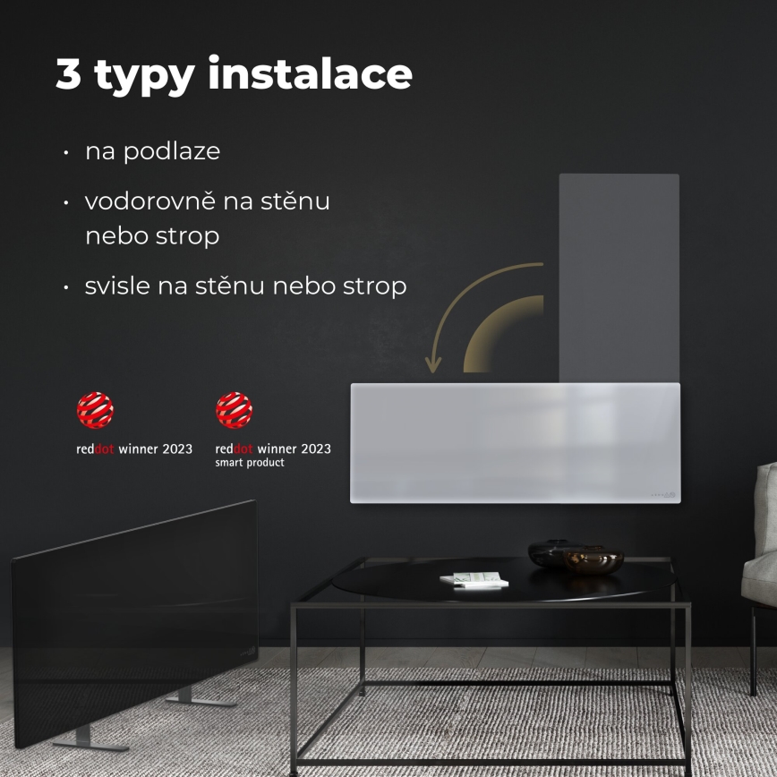AENO - Inteligentny elektryczny panel na podczerwień 700W timer/termostat IP44 Wi-fi biały
