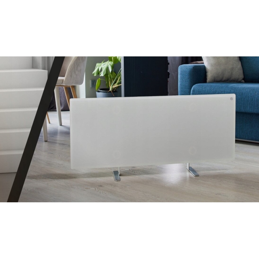 AENO - Inteligentny elektryczny panel na podczerwień z LED wyświetlacz 700W timer/termostat IP44 Wi-fi biały