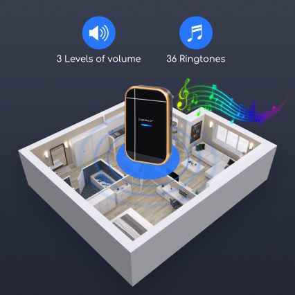 Aigostar - Bezprzewodowy dzwonek do gniazdka 230V/12V IP44 czarny