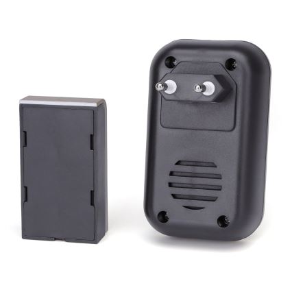 Aigostar - Bezprzewodowy dzwonek do gniazdka 230V/12V IP44 czarny