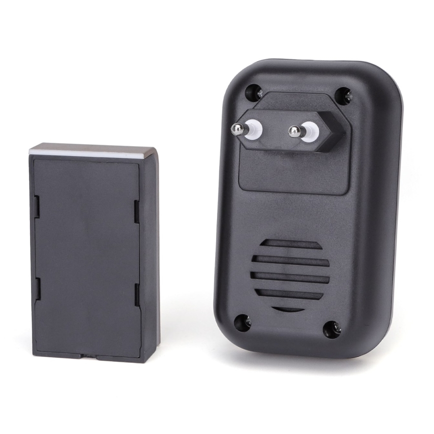 Aigostar - Bezprzewodowy dzwonek do gniazdka 230V/12V IP44 czarny