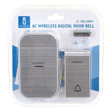 Aigostar - Bezprzewodowy dzwonek do gniazdka 230V/12V IP44 srebrny