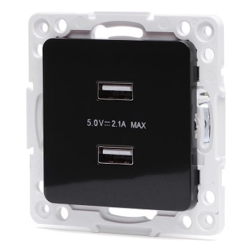 Aigostar - bezramkowe gniazdko zasilające 2x USB-A czarne