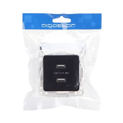 Aigostar - bezramkowe gniazdko zasilające 2x USB-A czarne