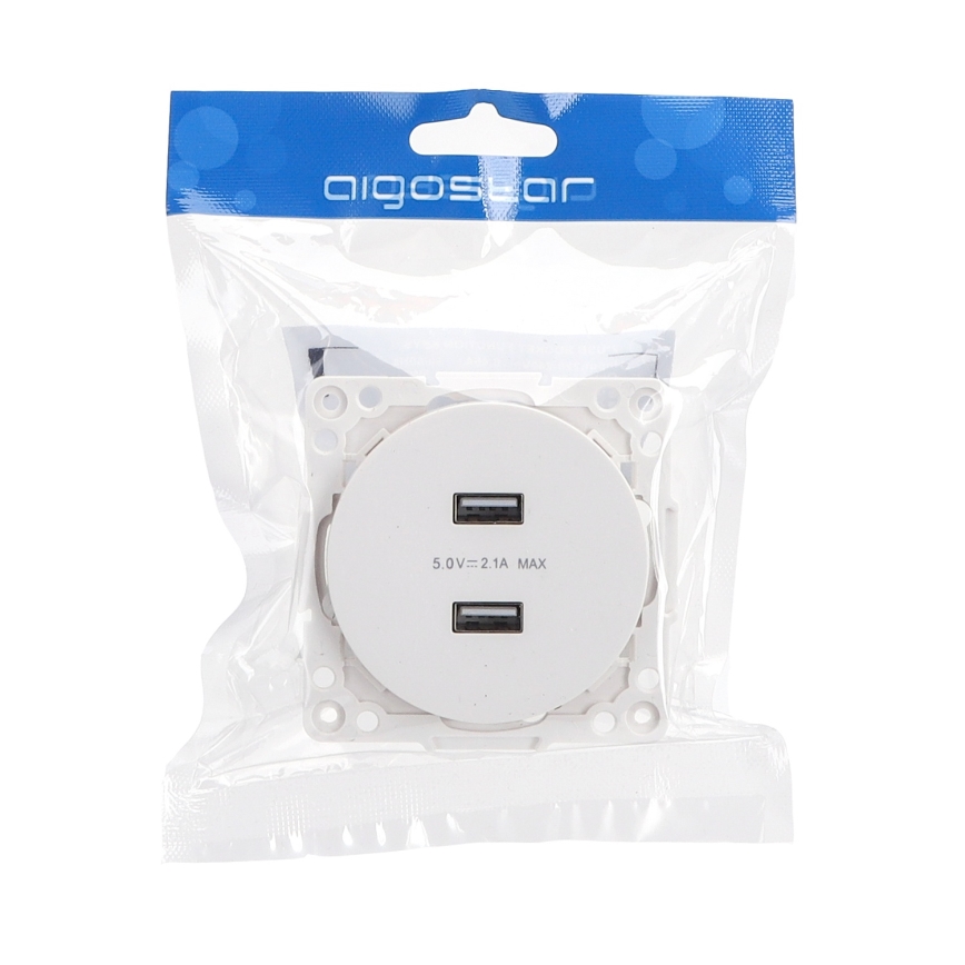 Aigostar - bezramkowe gniazdo zasilające USB 2x USB-A białe