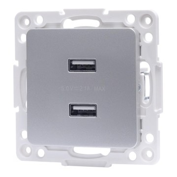 Aigostar - bezramkowe gniazdo zasilania USB, 2x USB-A, srebrne