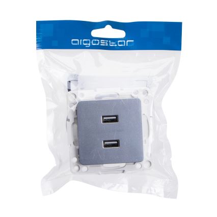 Aigostar - bezramkowe gniazdo zasilania USB, 2x USB-A, srebrne