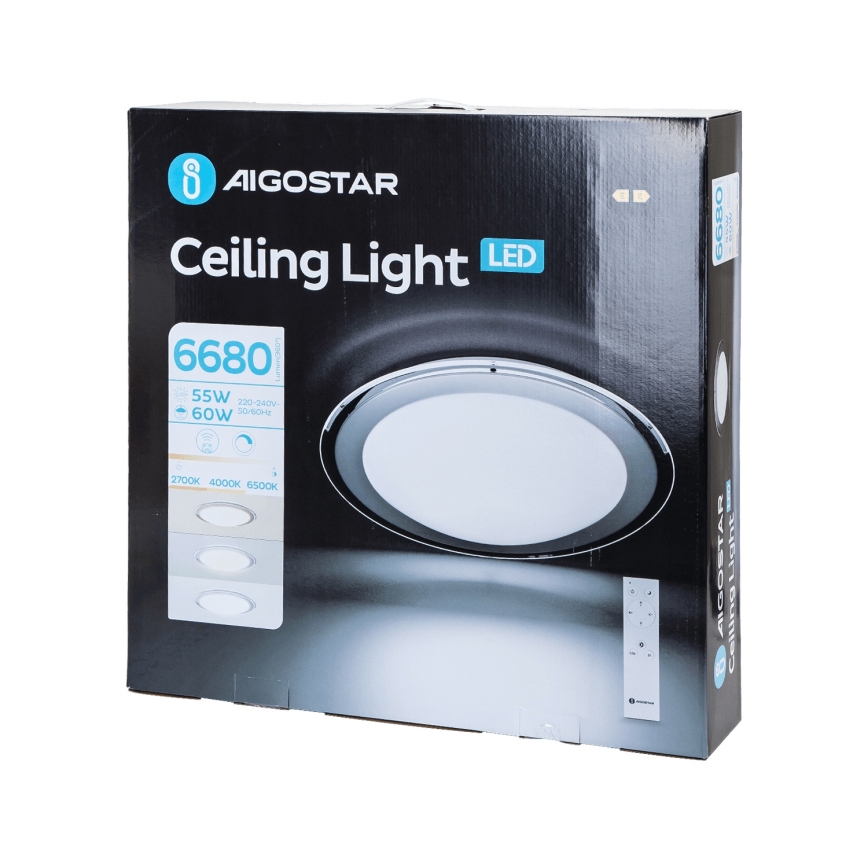 Aigostar - Przyciemniane lampy sufitowe LED/60W/230V 2700-6500K średnica 52,7 cm + zdalne sterowanie