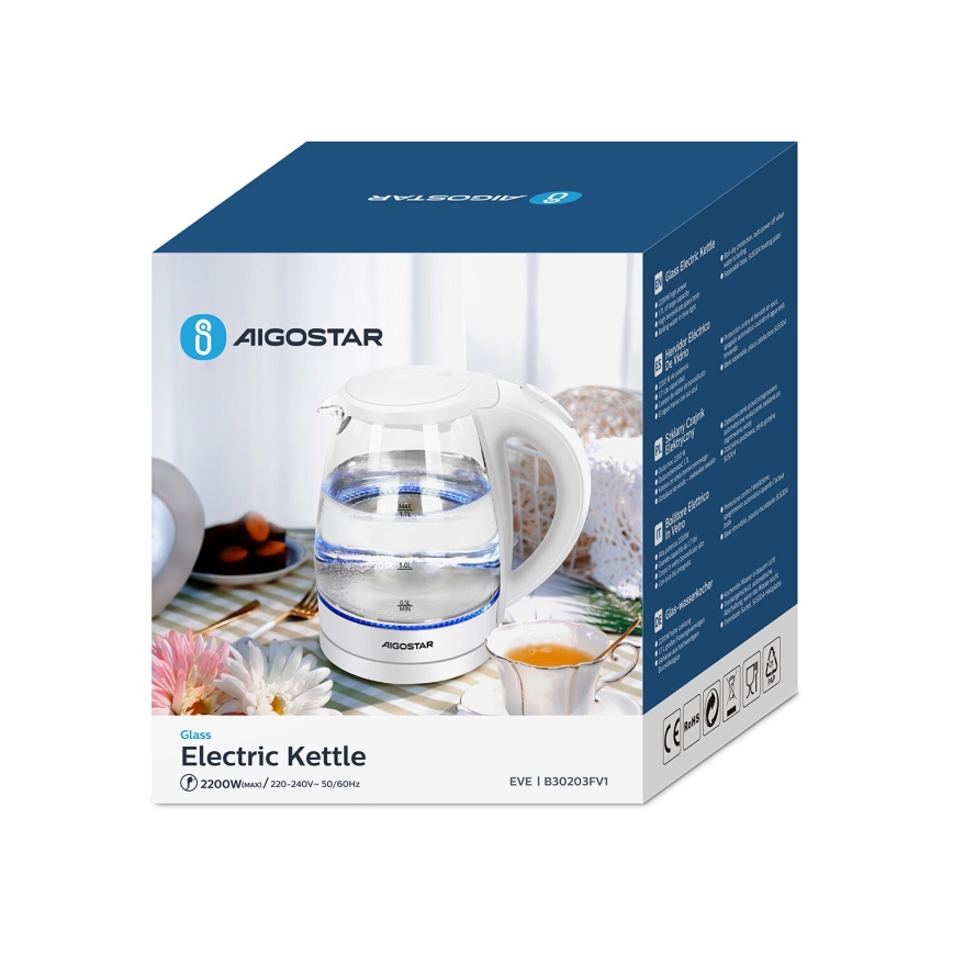 Aigostar - Czajnik 1,7l 2200W/230V biały
