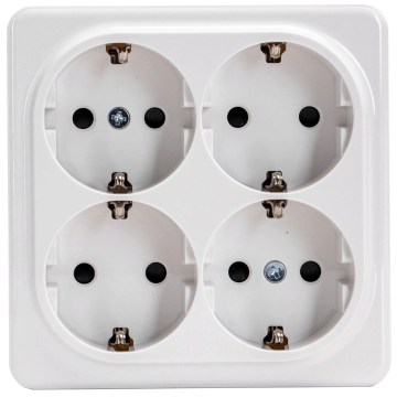 Aigostar - Czterokrotne gniazdo ścienne domowe SCHUKO 250V białe