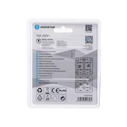 Aigostar - Czterokrotne gniazdo ścienne domowe SCHUKO 250V białe