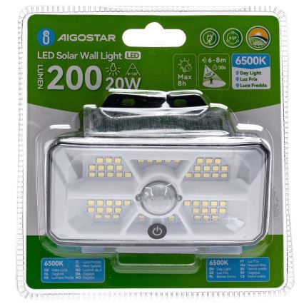 Aigostar - Czujnikowe lampy solarne LED 3,7V 6500K 500 mAh IP65 czarne