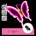 Aigostar - Dekoracja LED na zewnątrz, 372 diody, 60 cm, IP44, motyl/różowy