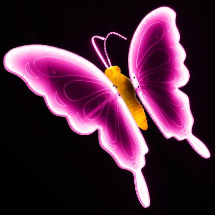 Aigostar - Dekoracja LED na zewnątrz, 372 diody, 60 cm, IP44, motyl/różowy