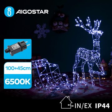 Aigostar - Dekoracja LED na zewnątrz LED/3,6W/31/230V 6500K 90/45cm IP44 renifer z saniami
