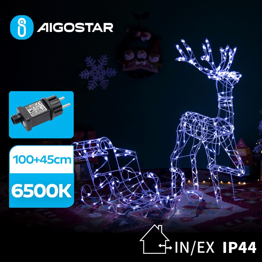 Aigostar - Dekoracja LED na zewnątrz LED/3,6W/31/230V 6500K 90/45cm IP44 renifer z saniami