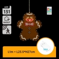 Aigostar - Dekoracja świąteczna LED 131xLED/3xAA IP44 + zdalne sterowanie pierniczek 27 cm