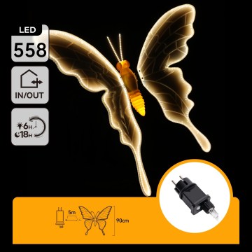 Aigostar - Dekoracja zewnętrzna LED 558 diod, 90 cm, IP44, motyl/ciepła biała