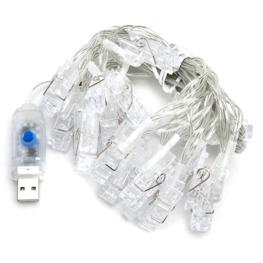 Aigostar - Dekoracyjny łańcuch LED 20xLED/5W/USB 6 m ciepła biała