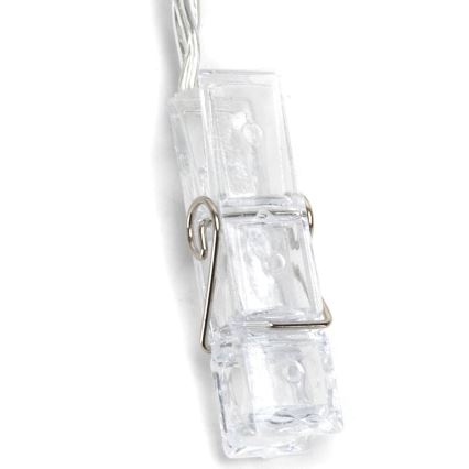 Aigostar - dekoracyjny łańcuch LED z klamerkami, 20 diod LED, zasilanie 3 x AA, długość 3,3 m, ciepła biel