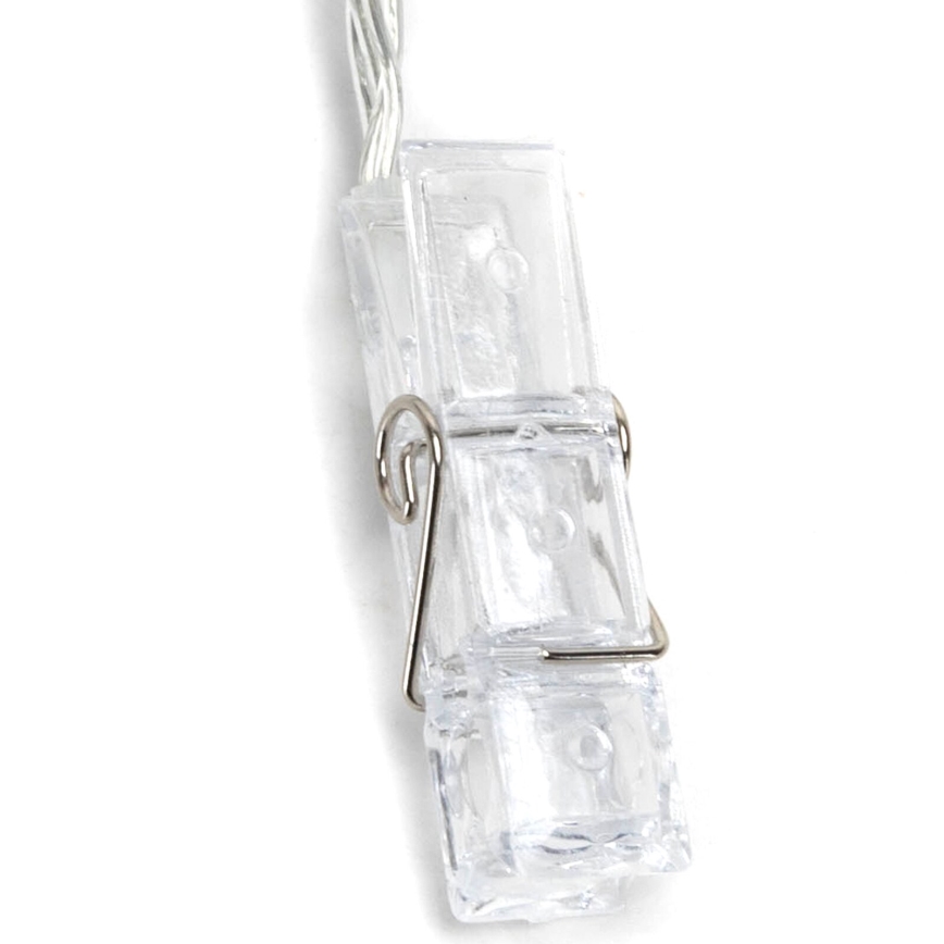 Aigostar - dekoracyjny łańcuch LED z klamerkami, 20 diod LED, zasilanie 3 x AA, długość 3,3 m, ciepła biel