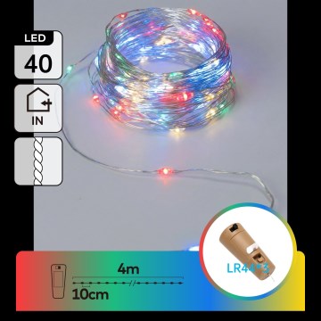 Aigostar - Dekoracyjny łańcuch LED z korkiem do butelki 40xLED/3xLR44 4m wielokolorowy
