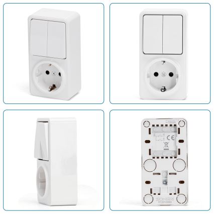 Aigostar - Przełącznik domowy 2P z gniazdkiem 1x10A/250V SCHUKO
